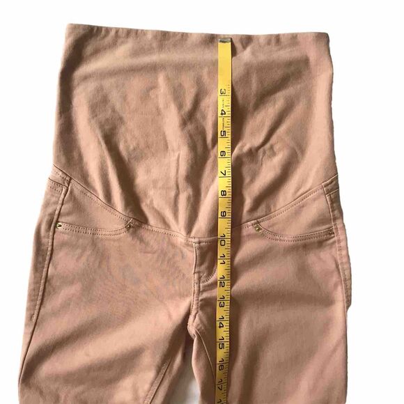 H&M Mama Maternity Pant SZ 8 Blush Skinny Full Panel Stretch Tummy Zip Hems EUC - Picture 8 of 9